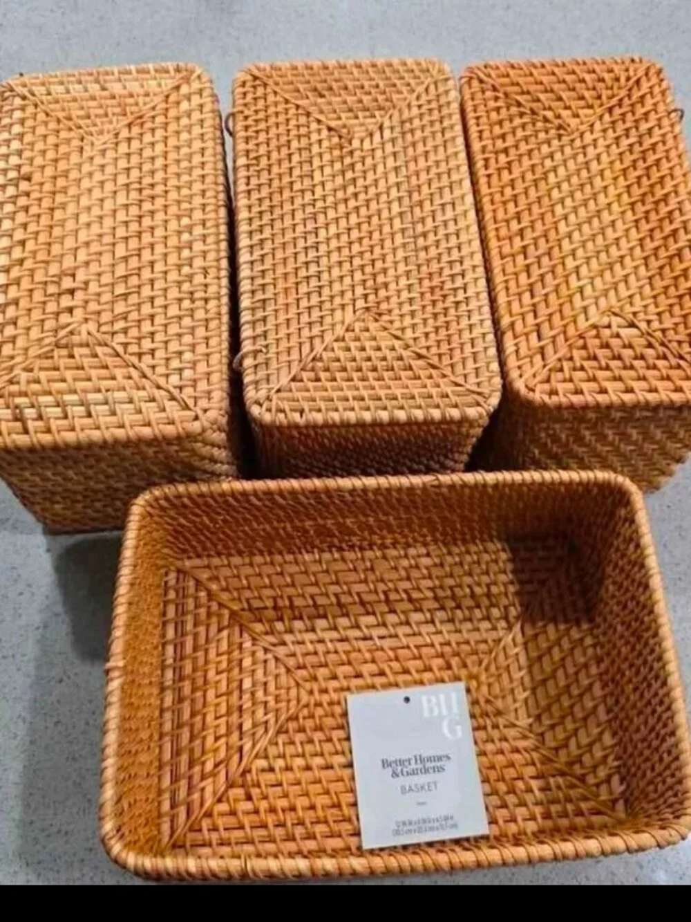Better Homes & Gardens Brown Rattan Organizer Basket with Lid